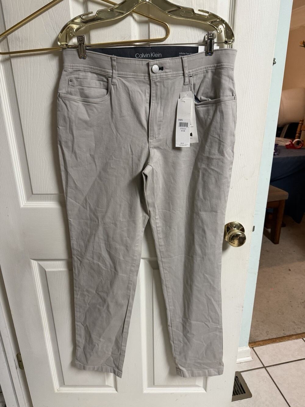 Calvin Klein Infinite Flex Waist Stretch Men's 32x32 Slim-fit Pants Gray